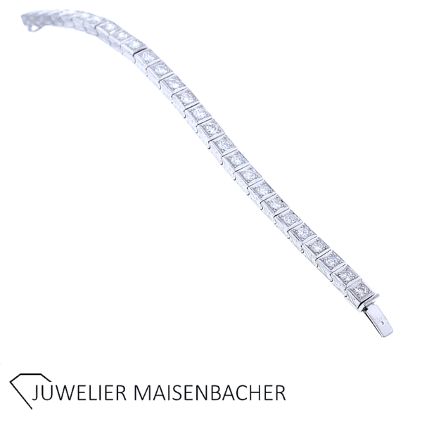 Massives Vintage Brillantarmband / Tennisarmband 750er Weißgold – Bild 3