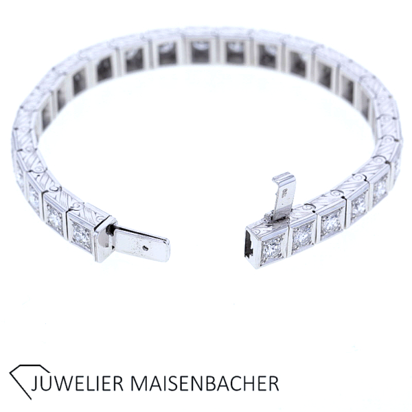 Massives Vintage Brillantarmband / Tennisarmband 750er Weißgold – Bild 2