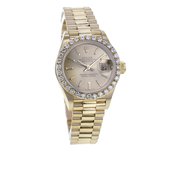 Rolex Lady-Datejust Ref. 69178 18K. Gelbgold mit Brillantlünette 32 Diam. – Bild 2