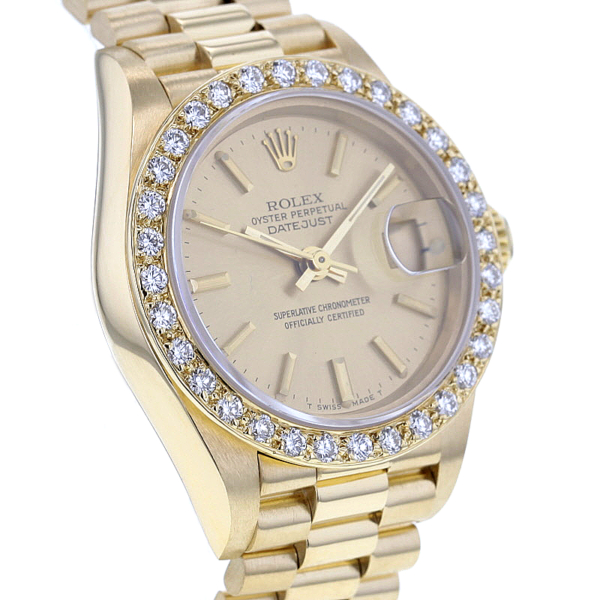Rolex Lady-Datejust Ref. 69178 18K. Gelbgold mit Brillantlünette 32 Diam. – Bild 3