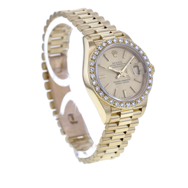 Rolex Lady-Datejust Ref. 69178 18K. Gelbgold mit Brillantlünette 32 Diam. – Bild 4
