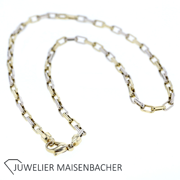 Klassische elegante Kette in 750er Gelbgold und Weißgold – Bild 2