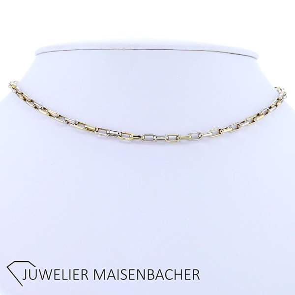 Klassische elegante Kette in 750er Gelbgold und Weißgold