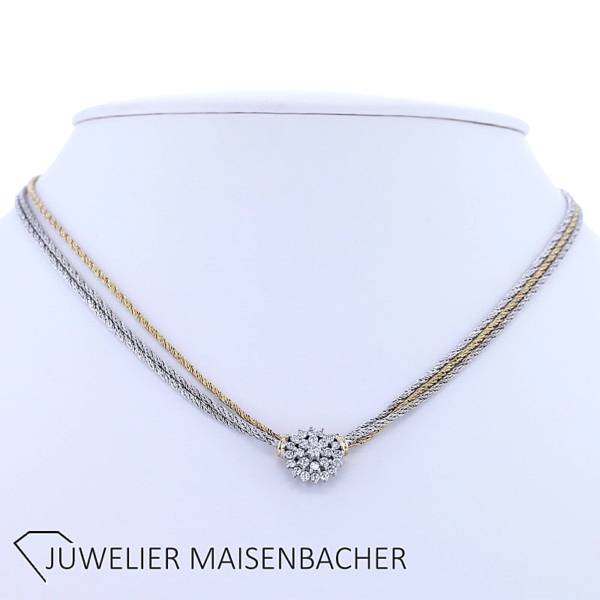 Collier in 585er Gelbgold und Weißgold mit Brillanten