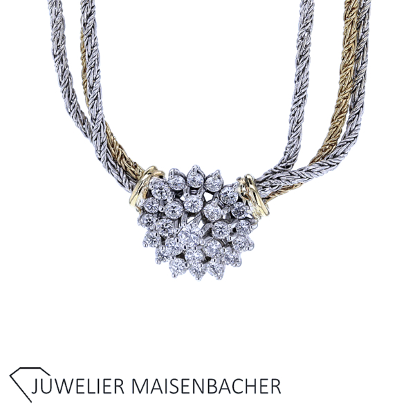 Collier in 585er Gelbgold und Weißgold mit Brillanten – Bild 2