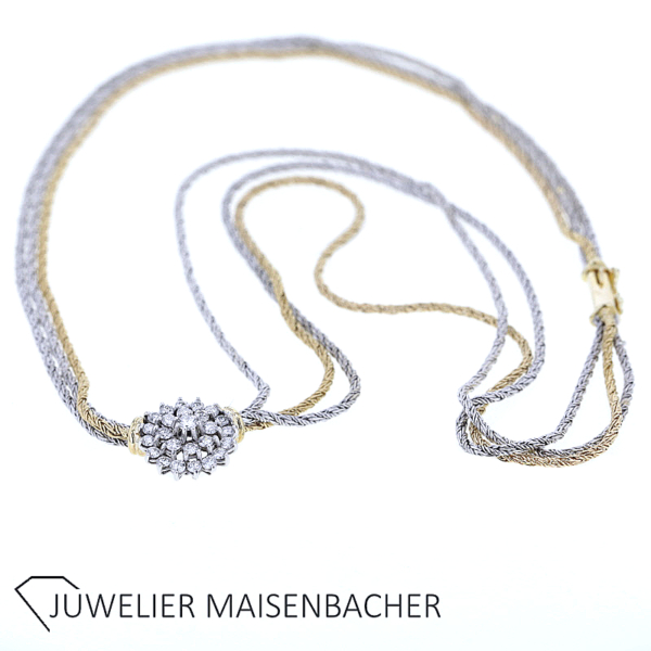 Collier in 585er Gelbgold und Weißgold mit Brillanten – Bild 3