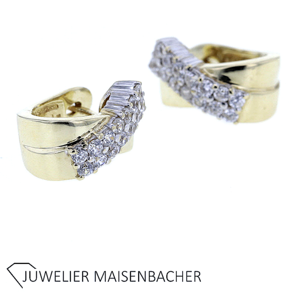 Wunderschöne Schanier Creolen in 585er Gelbgold  mit Zirkonia – Bild 2