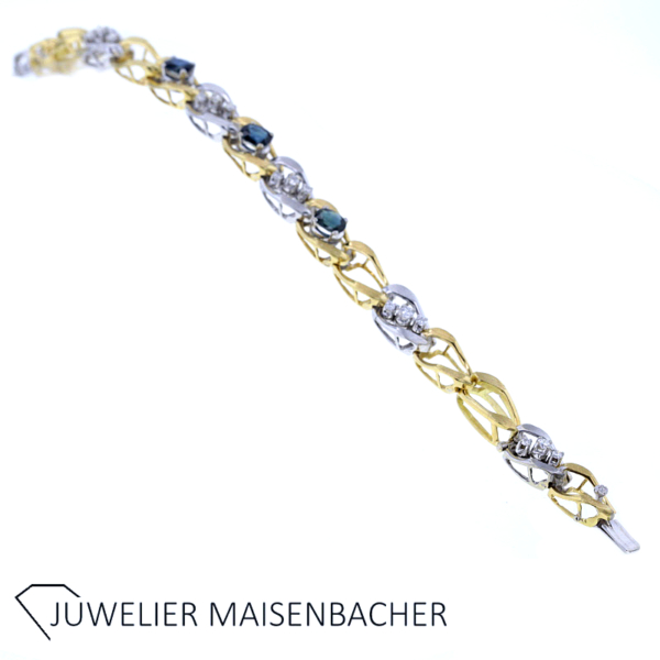Handgefertigtes Saphir Brillant Armband 750er Gold – Bild 2