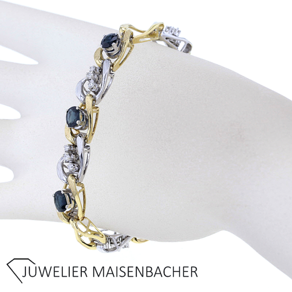 Handgefertigtes Saphir Brillant Armband 750er Gold