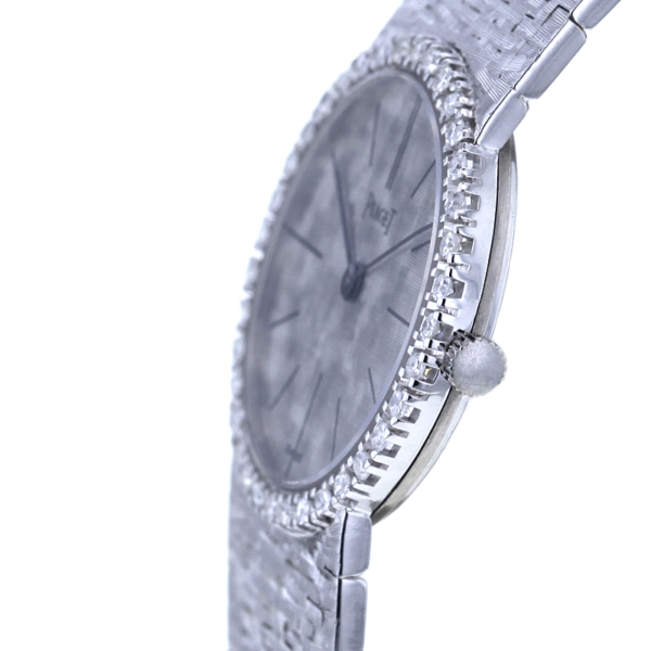 Piaget Damenuhr Weißgold 750/- mit 36 Diamanten besetzt, Handaufzug cal. 9P – Bild 6