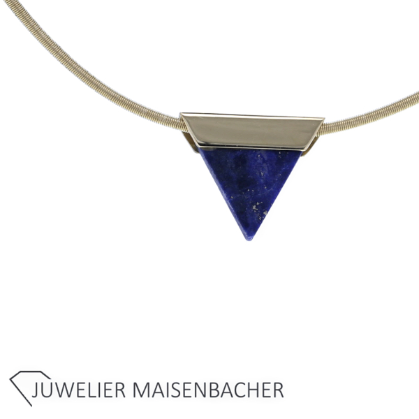 Niessing Halsreif mit Lapislazuli Anhänger in 750er Gelbgold – Bild 5