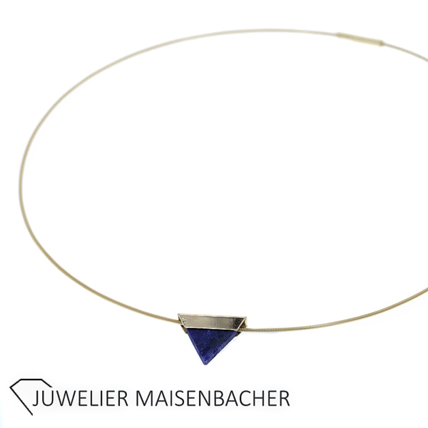 Niessing Halsreif mit Lapislazuli Anhänger in 750er Gelbgold