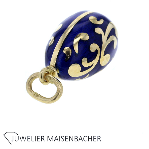 Farbergé Ei Anhänger 750er Gelbgold mit Emaille – Bild 5