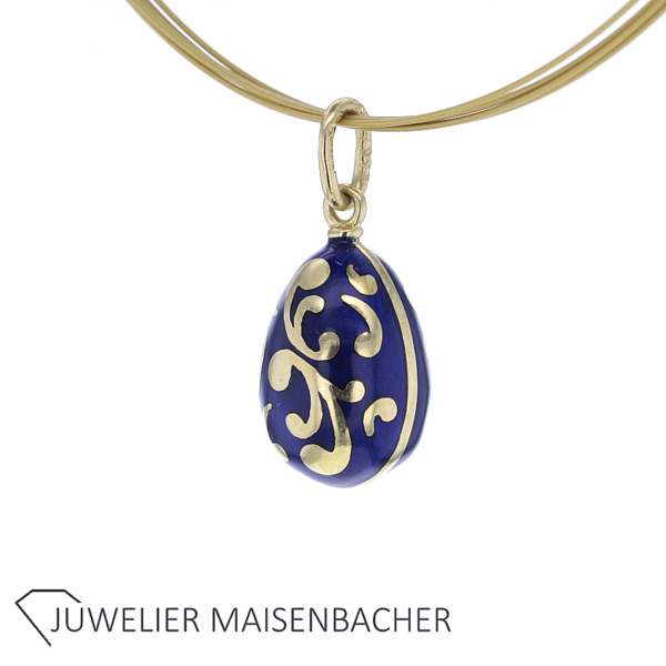Farbergé Ei Anhänger 750er Gelbgold mit Emaille