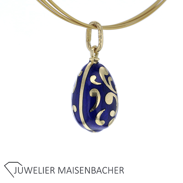 Farbergé Ei Anhänger 750er Gelbgold mit Emaille – Bild 3
