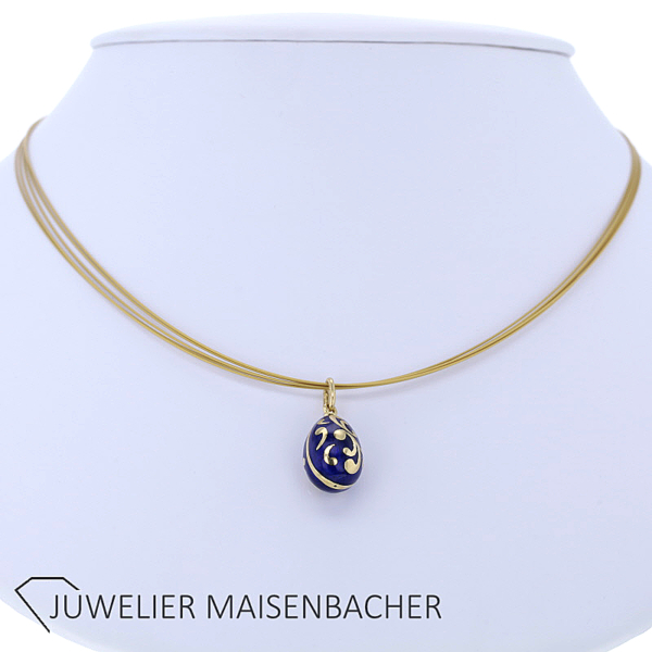 Farbergé Ei Anhänger 750er Gelbgold mit Emaille – Bild 2